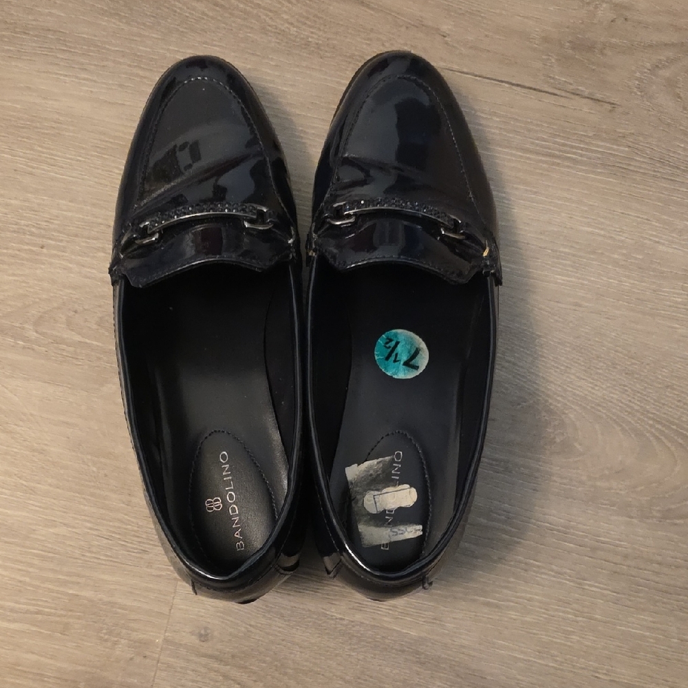 Womens Bandolino Shiny Black Slip-On Loafers